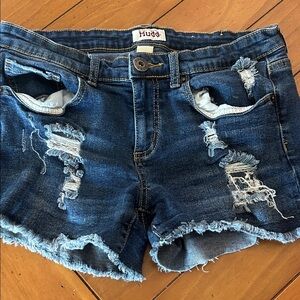 Mudd Distressed Dark Blue Denim Cutoff Shorts Size 9
